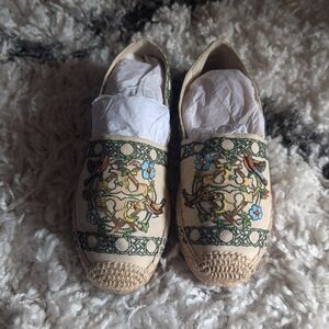 Tory Burch Embroidered Slip-On Espadrilles